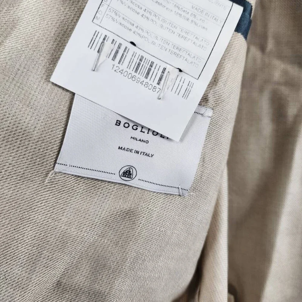 BOGLIOLI Milano Wool Silk Blend K. Jacket Blazer Men's Beige Button Closure